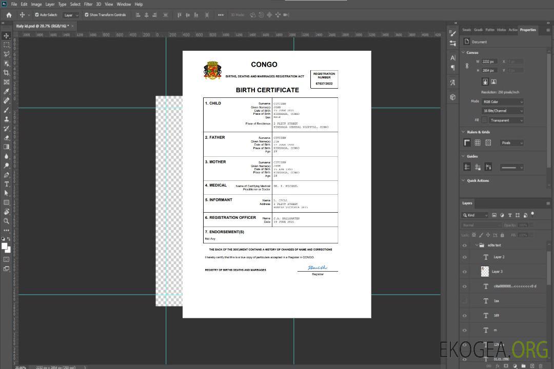 Acte d'état civil du Congo Modèle Word et PDF template Acte d'état civil du Congo Modèle Word et PDF template